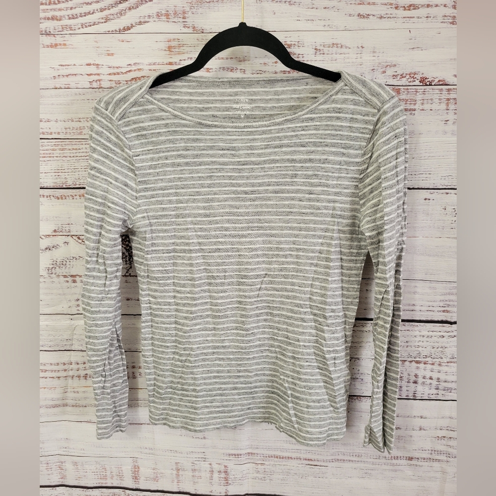 J Crew Linen Longsleve Tee - Picture 1 of 4